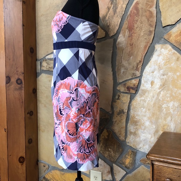 Vintage LILLY PULITZER Bowen Dress Gingham Embroidered Strapless Lined (6) - Picture 4 of 17